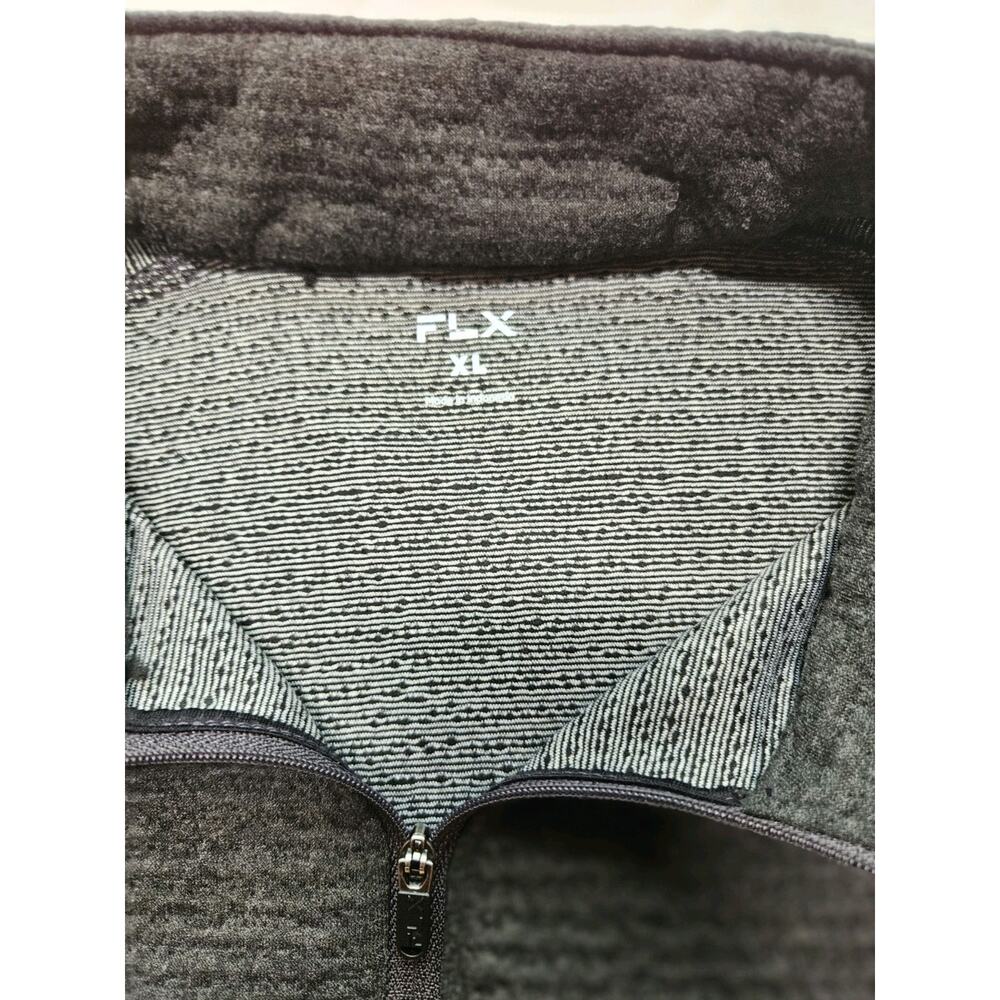 FLX Men's XL Gray Striped 1/4 Zip Mock Neck Pullover w/ Pockets - Picture 2 of 5